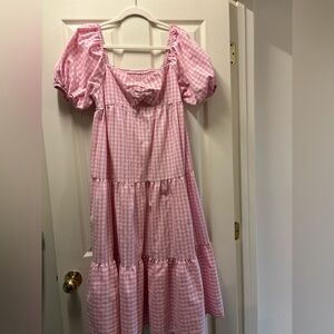 Pink Gingham Maternity Dress